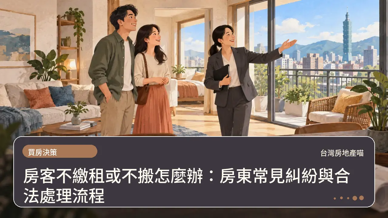 房客不繳租或不搬怎麼辦：房東常見糾紛與合法處理流程主題插畫