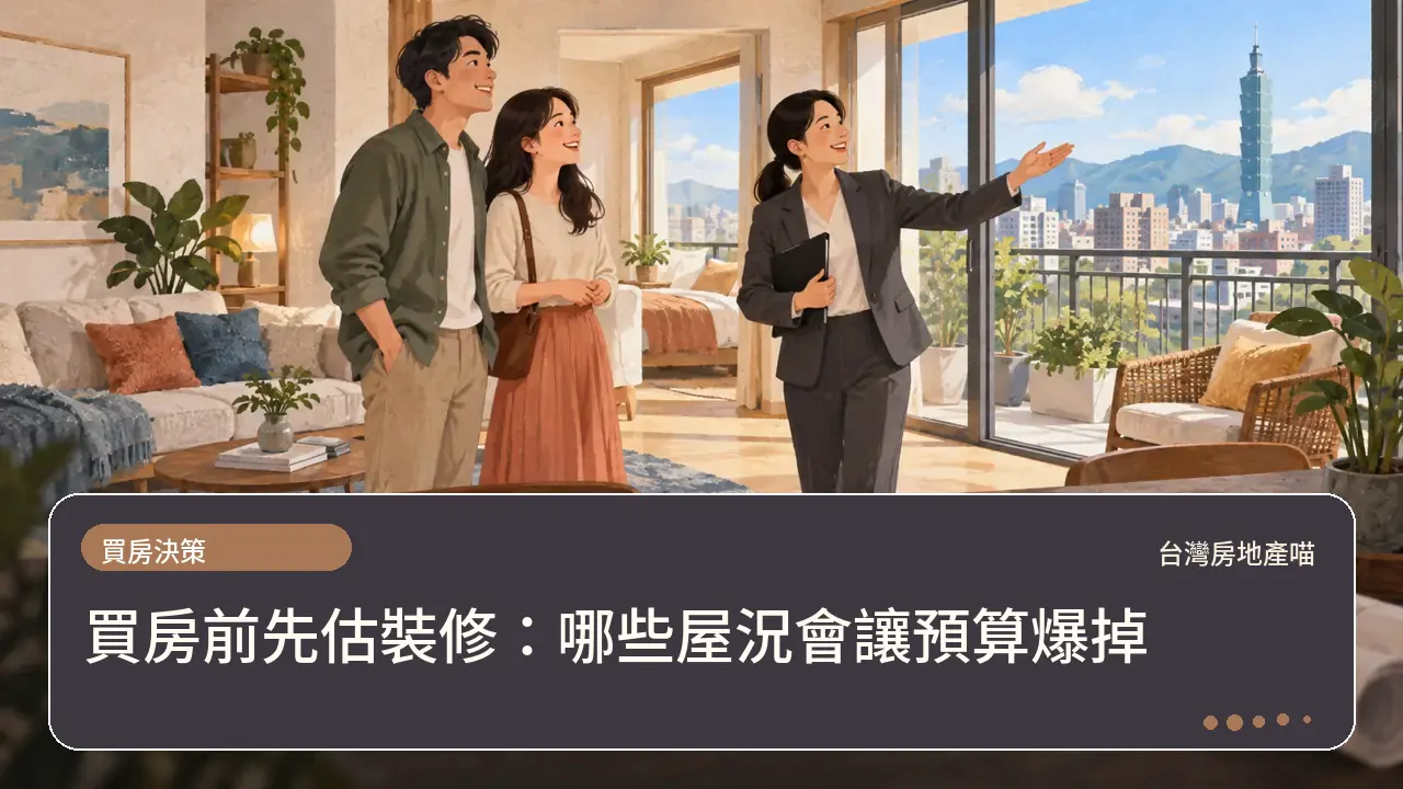 買房前先估裝修:哪些屋況會讓預算爆掉主題插畫
