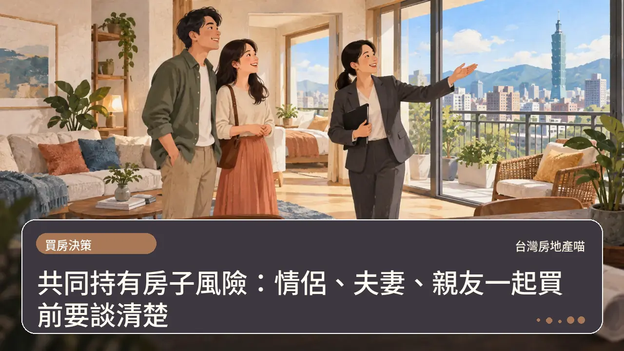 共同持有房子風險：情侶、夫妻、親友一起買前要談清楚主題插畫
