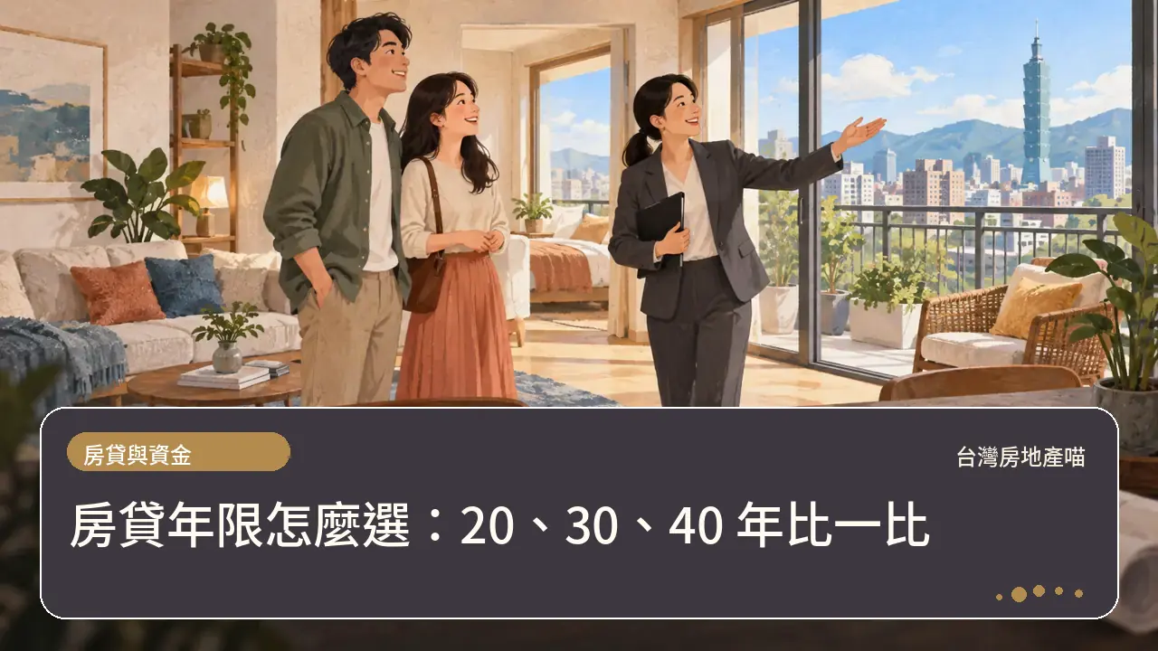 房貸年限怎麼選：20、30、40 年比一比主題插畫