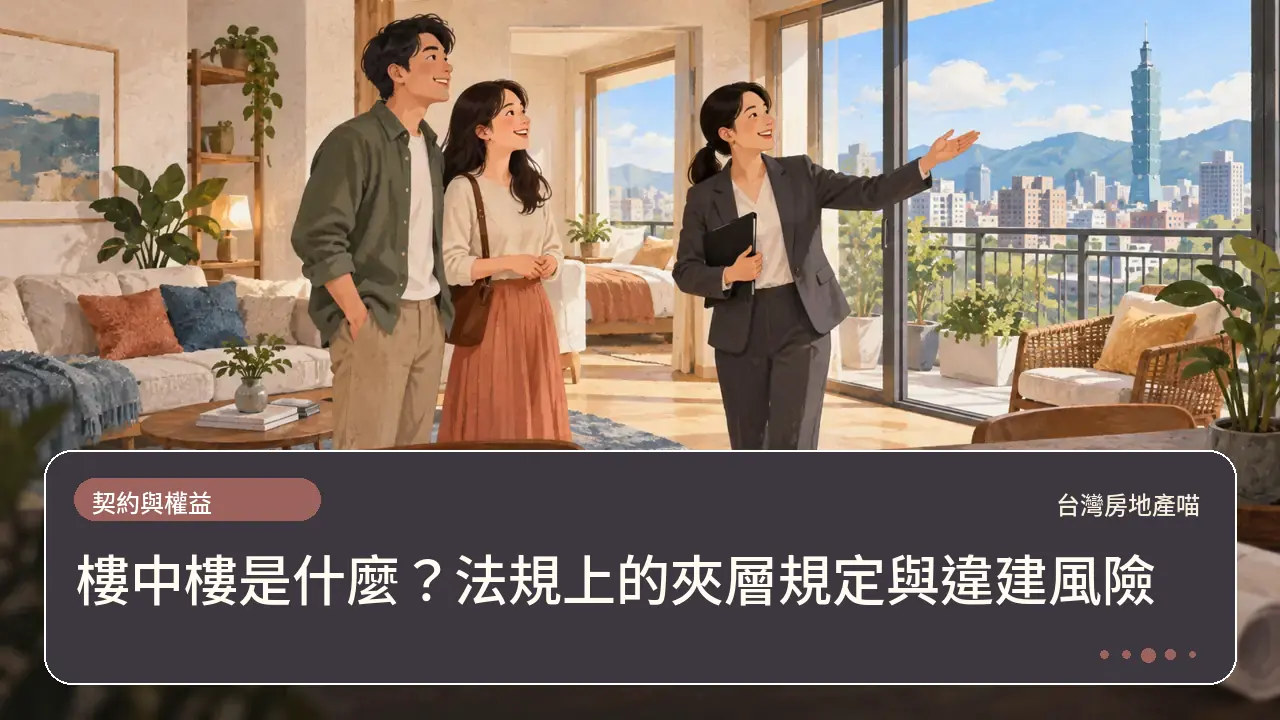 樓中樓是什麼？法規上的夾層規定與違建風險主題插畫