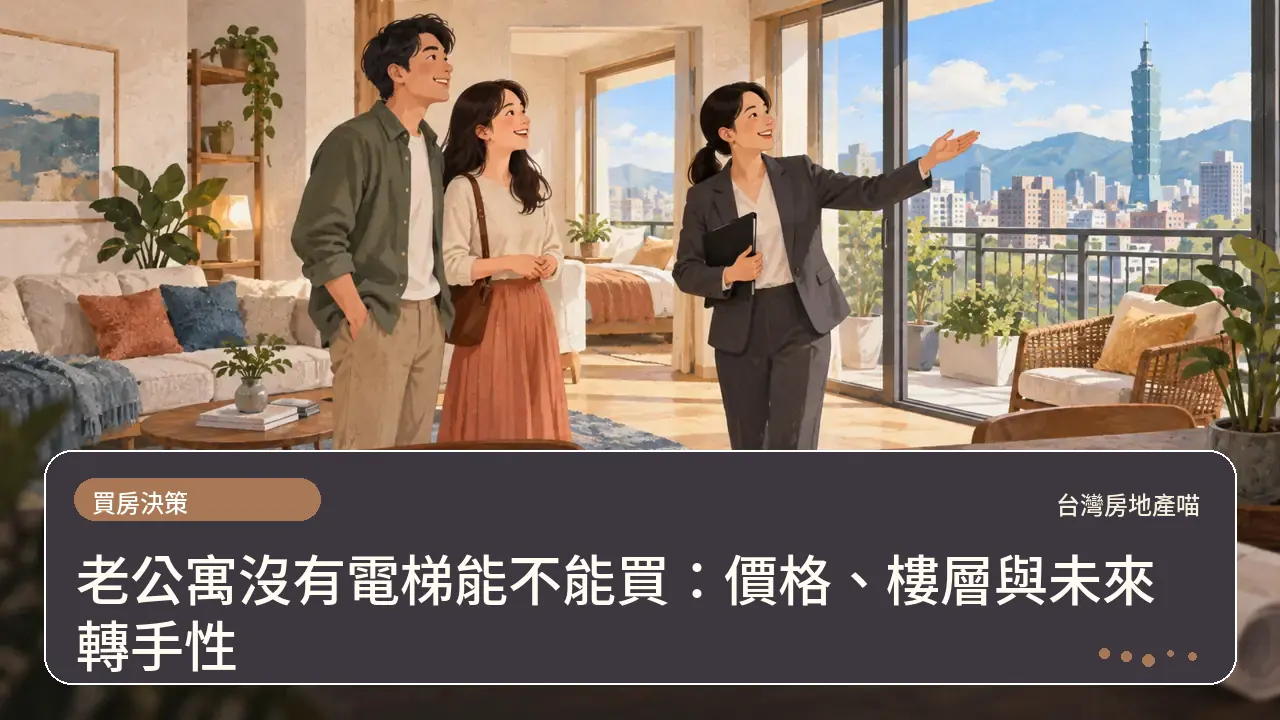 老公寓沒有電梯能不能買：價格、樓層與未來轉手性主題插畫