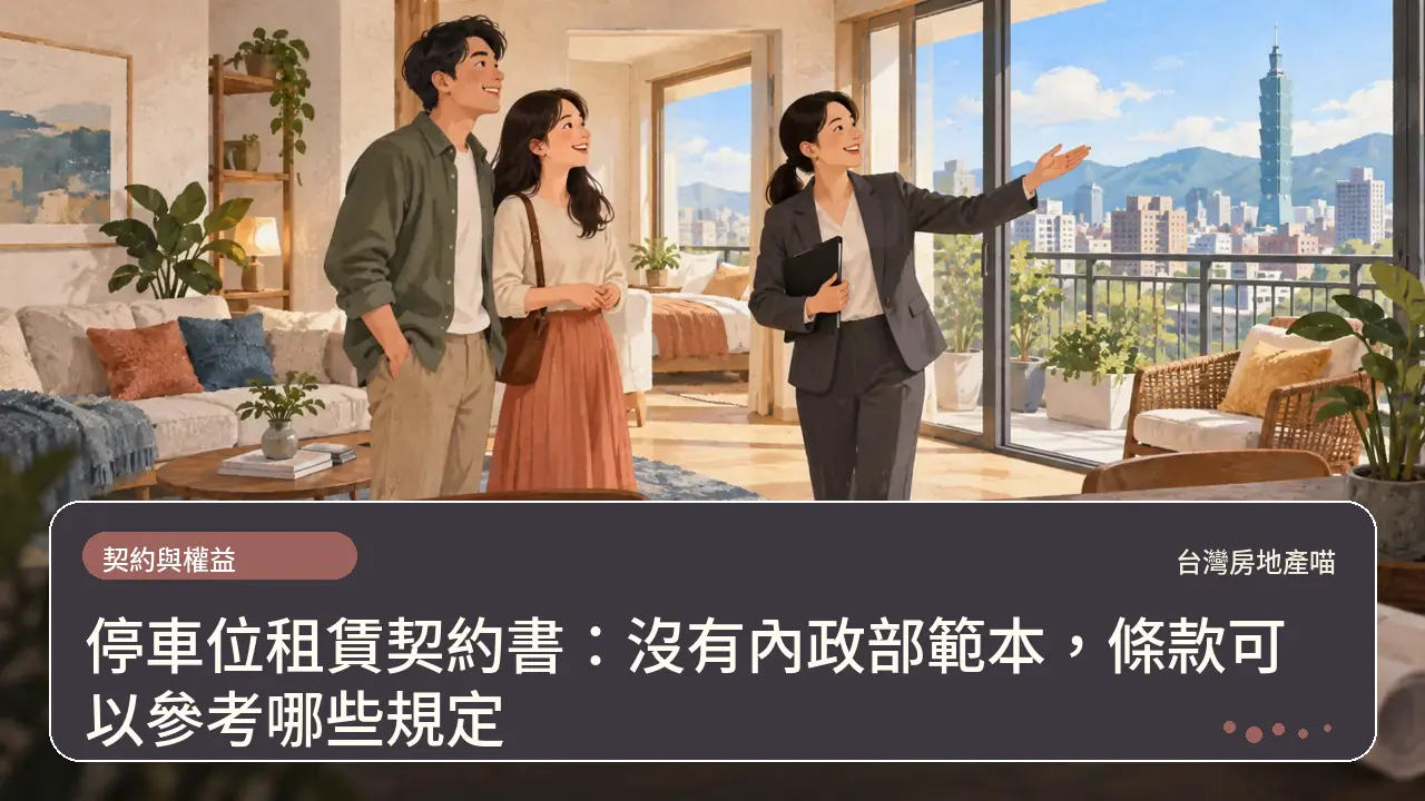 停車位租賃契約書：沒有內政部範本，條款可以參考哪些規定主題插畫