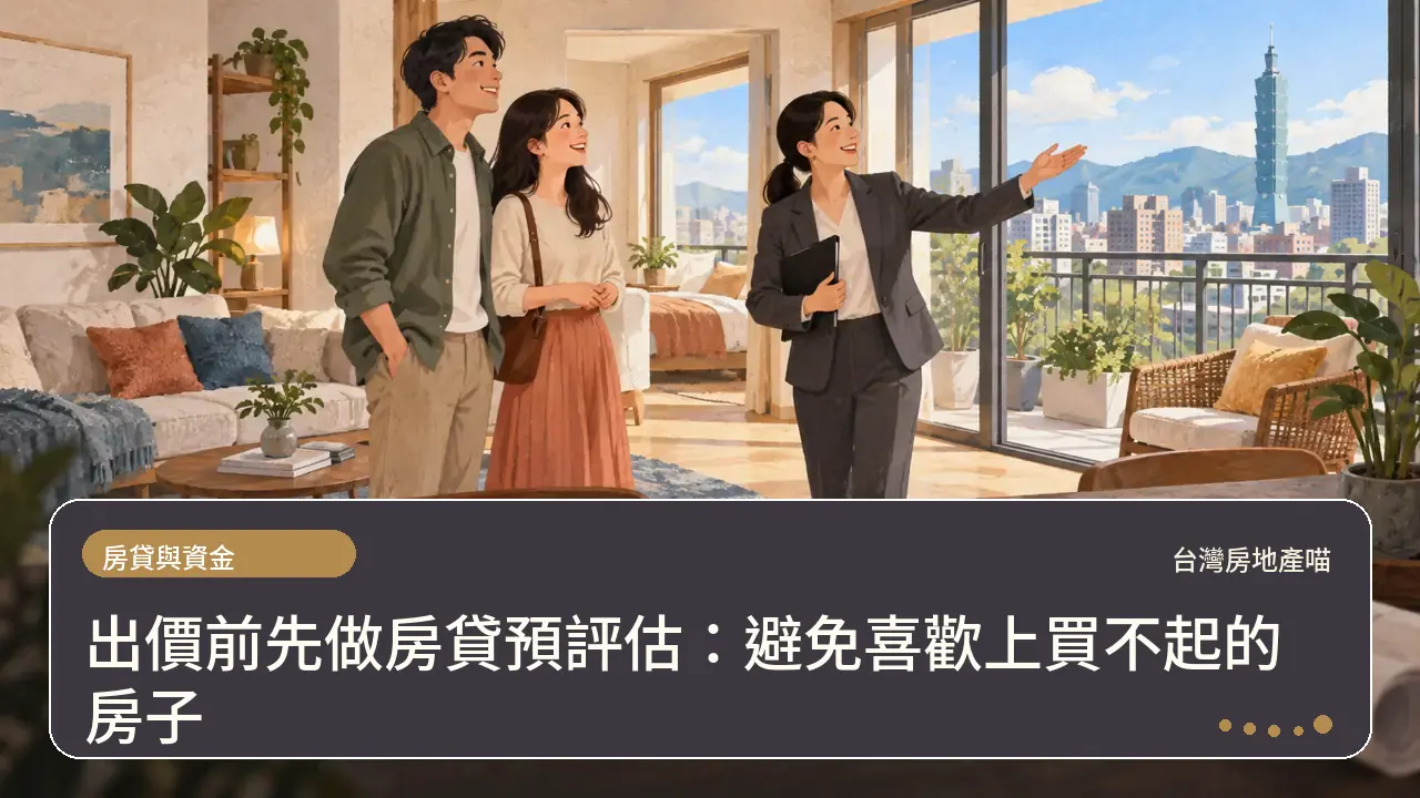 出價前先做房貸預評估：避免喜歡上買不起的房子主題插畫