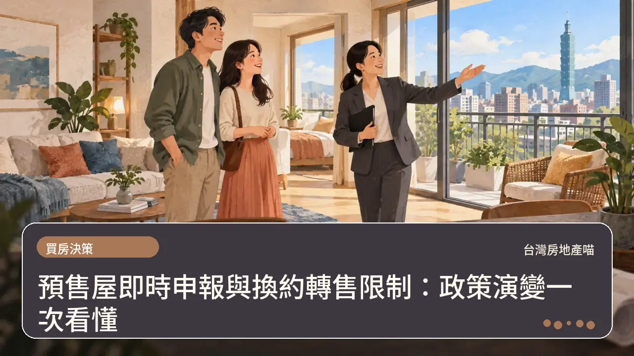 預售屋即時申報與換約轉售限制：政策演變一次看懂主題插畫