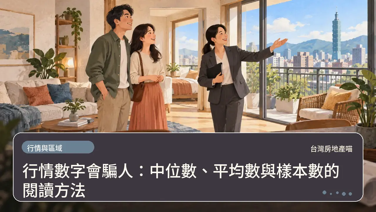 行情數字會騙人：中位數、平均數與樣本數的閱讀方法主題插畫