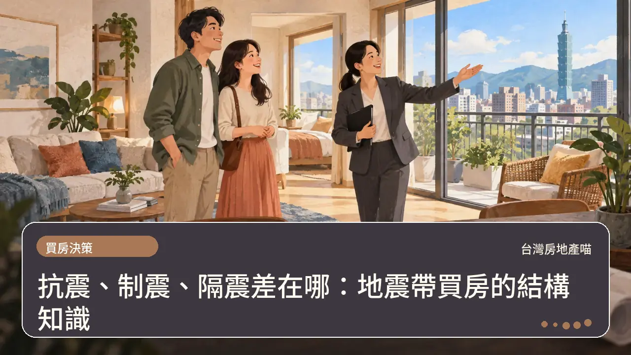 抗震、制震、隔震差在哪：地震帶買房的結構知識主題插畫