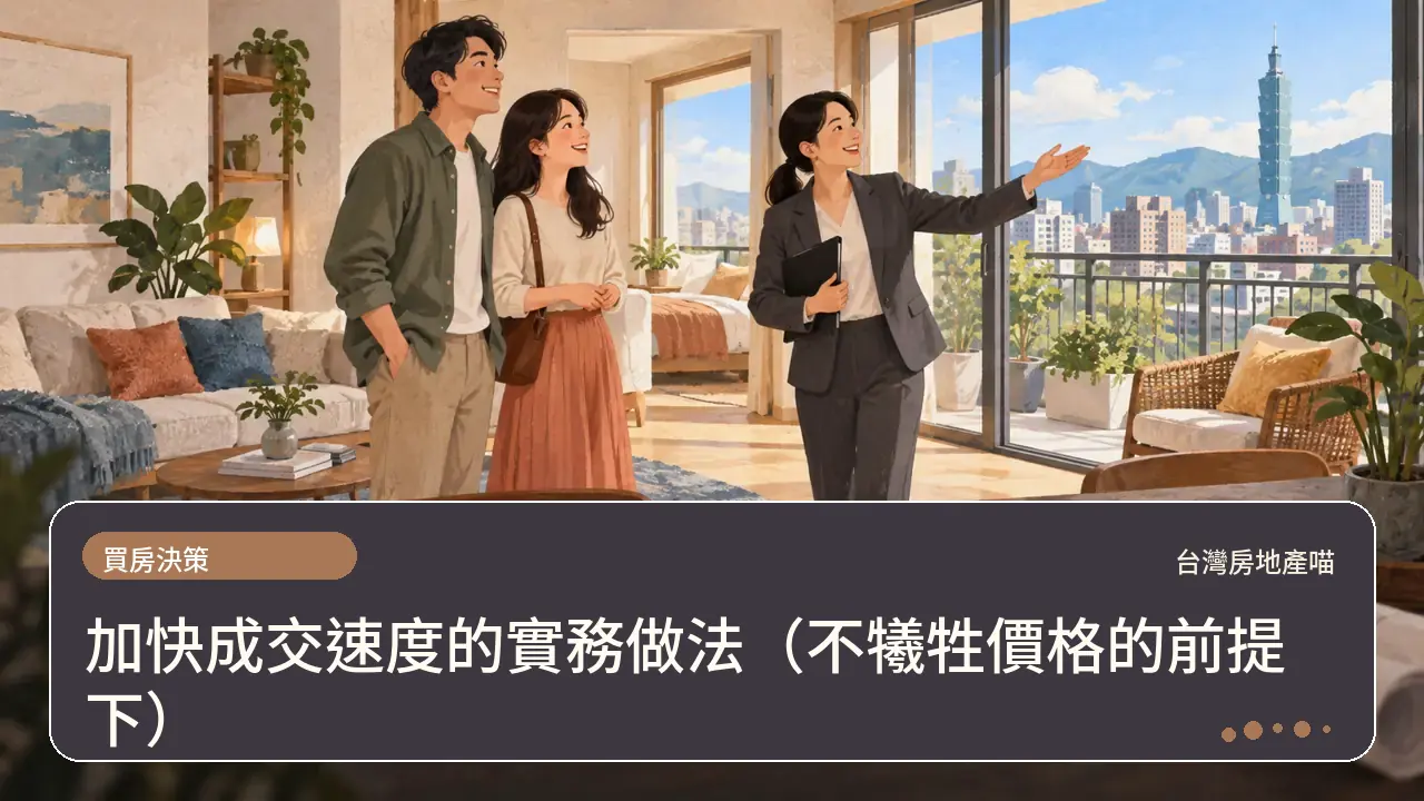 加快成交速度的實務做法（不犧牲價格的前提下）主題插畫