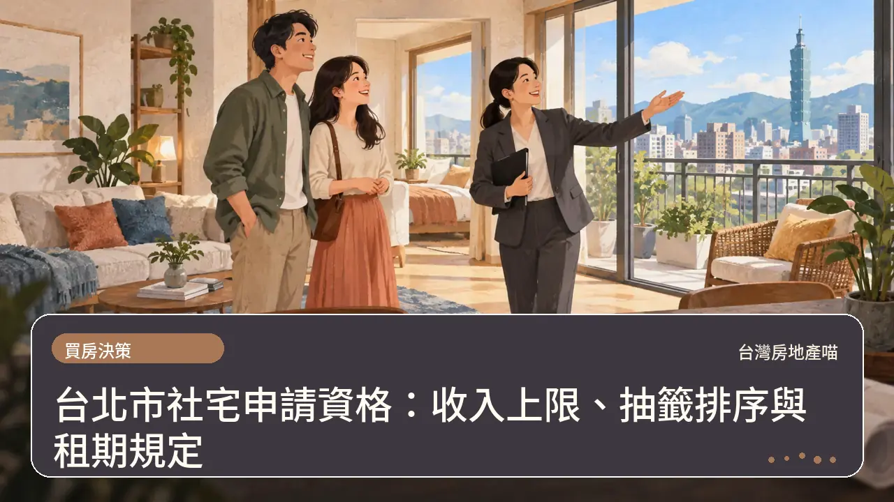 台北市社宅申請資格：收入上限、抽籤排序與租期規定主題插畫