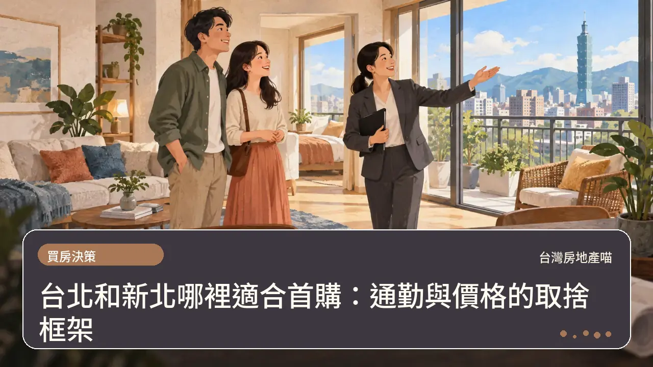 台北和新北哪裡適合首購：通勤與價格的取捨框架主題插畫